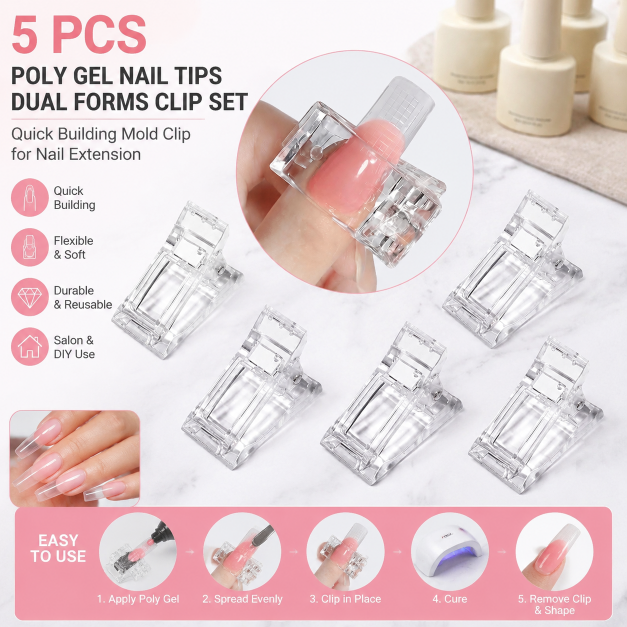Nail Tech Accessories - 5 Pcs Flexible Soft Poly Gel